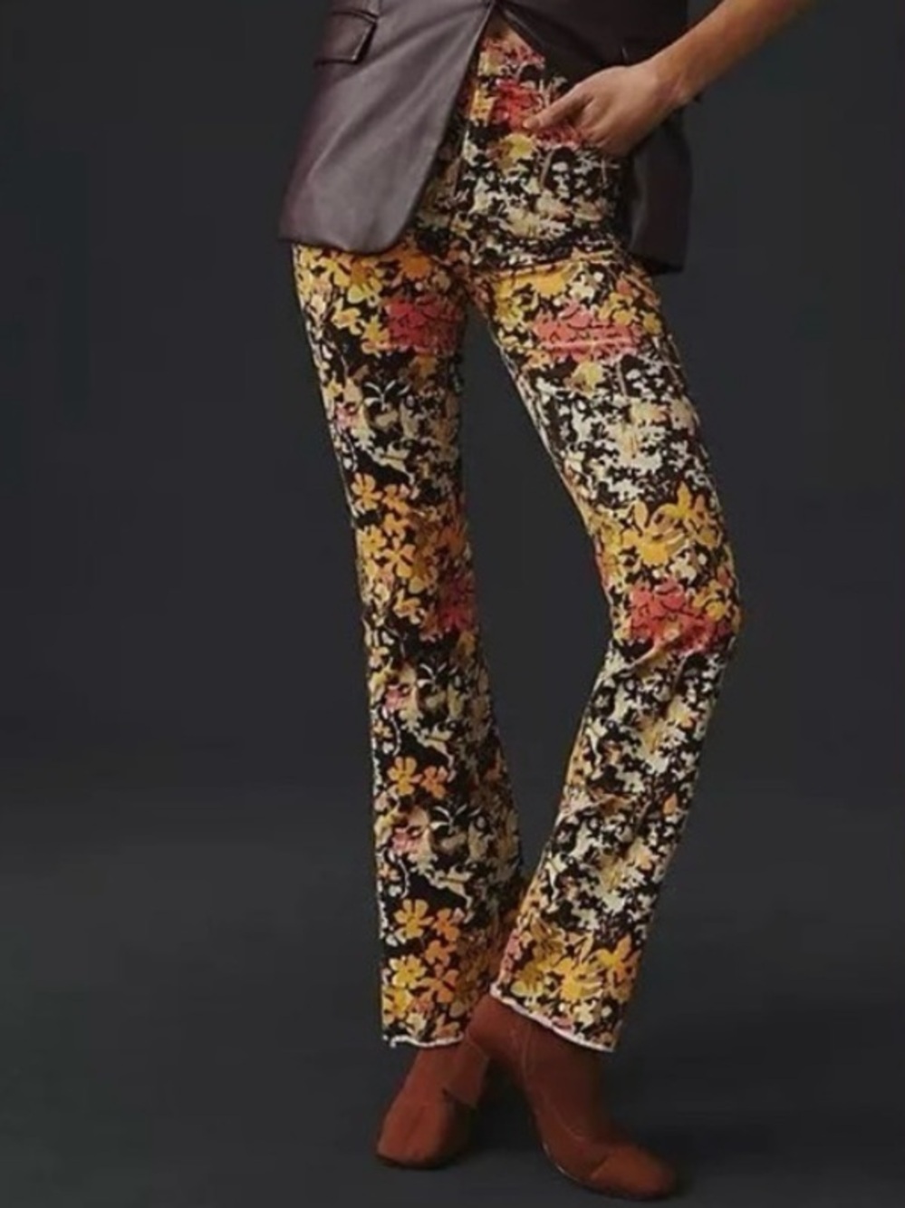 Mother Denim The Hustler Ankle Fray Jeans Autumn Floral Size 26 Anthropologie